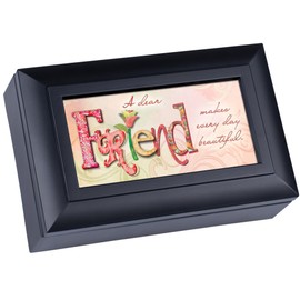 Dear Friend Makes Every Day Beautiful Matte Black Jewelry Music Box Plays Wonderful World