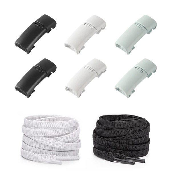 Auiremrti Pack of 6 Magnetic Lazy Shoelaces Metal Buckle, Premium