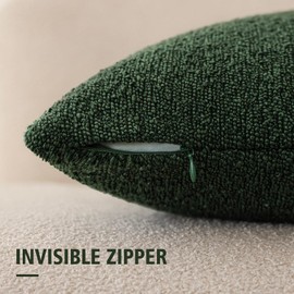 Foindtower Pack of 2 Textured Boucle Throw Pillow Covers Accent Solid Pillow Cases Cozy Soft Decorative Couch Cushion Case for Chair Sofa Bedroom Living Room Home Decor 18x18 Inch Pine Green