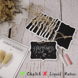 Mini Hanging Chalkboard Wooden Small Chalkboard, Blackboard Signs with Jute String, Slate Tags for Labelling, Price Tags, Wedding Party Decoration, Rectangle Chalkboard Tags (Pack of 32)