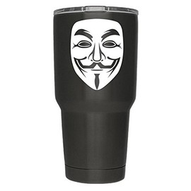 Anonymous Mask White Vinyl Decal | Pack of 2 | Anonymous Stickers V for Vendetta Sticker Guy Fawkes Sticker Hacker Mask Sticker Anonymous | 3 Inch | Decal ONLY Cup NOT Included | D018