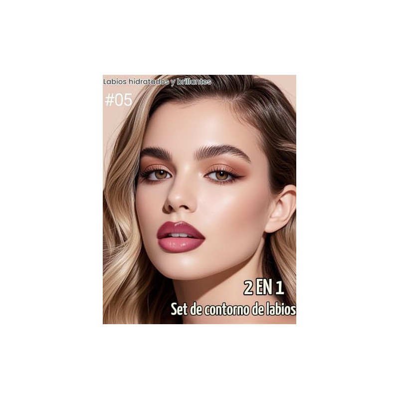 Erinde Set combinado de Labios 2 en 1, Alta Pigmentación,05#