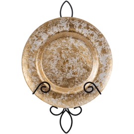 MyGift 9–13 Inch Wall Plate Hanger, Decorative Metal Scrollwork Plate Holder for Display, Wall Mounted Vertical Black Wire Plate Rack