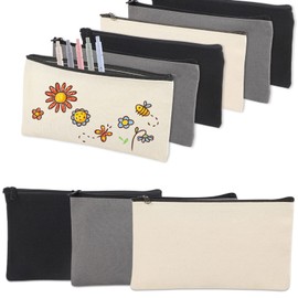 Tikplus Fabric Bag, DIY Blank Fabric Bag for Painting for Children, Small Fabric Bag with Zip, Can be Used as Pencil Case, School Pencil, Cosmetic Bag, Bags Children's Birthday Party, black, Pack of 9