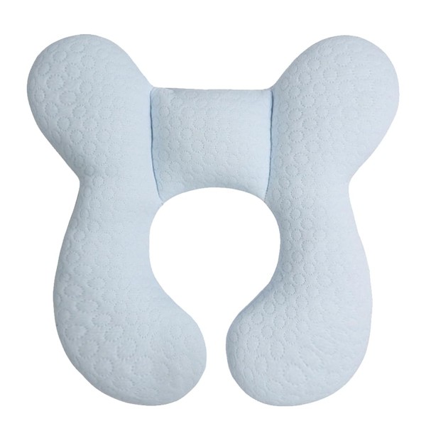 Blublu Park Baby Head Support Pillow for Newborn, Soft Cotton Baby Travel Pillow for Car Seats and Strollers for Baby, Blue