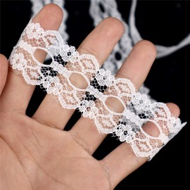 Lace Trim Ribbon White Sewing Lace Ribbon by The Yard, Lace Fabric for Crafts Bridal Wedding Decorations, Bouquet and Gift Packaging Design, Width 1.2Inch 22 Yards (White, Style 4)