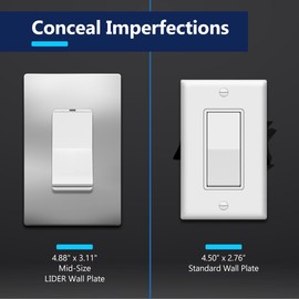 LIDER Screwless Metal-Surface Wall Plate, Decorator Switch Cover, Temperature and Impact Resistant, 201 Stainless Steel, Modern Decoration Upgrade, Mid-Size 1-Gang 4.88" x 3.11", Polished Chrome