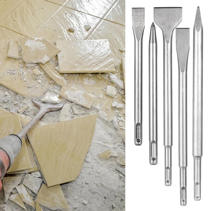 HPMAISON SDS Plus Hammer Chisel Set, 5PCS SDS Plus Tile