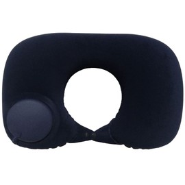 Krucio Neck Pillow, Airplane Pillow, U-Shaped Pillow, Neck Pillow, Air Pillow, Manual Press Type, Inflatable, For Travel, Airplanes, Travel, Office, Travel Goods, Portable Pillow (Black)