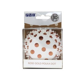 PME BC835 Rose Gold Polka Dot Cupcake Cases, Foil Lined - Pack of 30, Pink