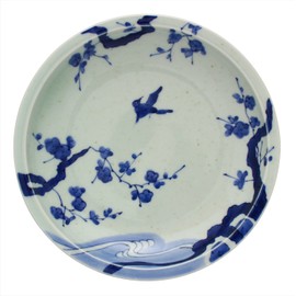 Arita Ware OZ001 ZOA Prime 7 Inch Plate, Sometsuke Plum Bird