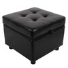 Tufted Leather Square Flip Top Storage Ottoman Cube Foot Rest