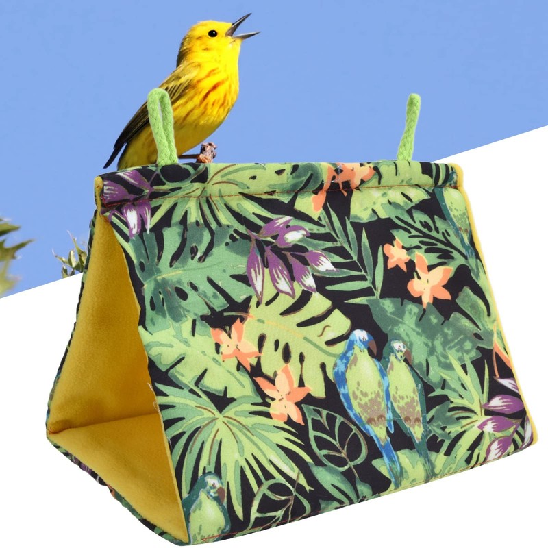 Topyond Pet Bird Nest Hammock,Triangle Shade Parrot Hut Tent,Hanging Bird