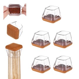 M METERXITY 8-Pack Chair Leg Floor Protectors, Fit 0.86-1.1" Silicone Pads with Felt Pads Furniture Leg Covers for Chair/Table in Hardwood Floors/Tile Floors Clear Silicone Cups