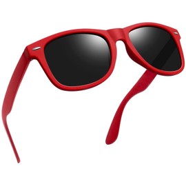 Joopin Sunglasses Men's Polarised Retro Rectangular and Classic Sunglasses Women Large UV400, A17-Red/Grey