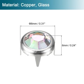 sourcing map 100 Pieces Rhinestone Rivet Refills 8mm Iridescent 4 Claw Nail Head Rivets Embellishments Decorative Rivets for DIY Leather Craft Clothes Bag Belt (Colorful White)