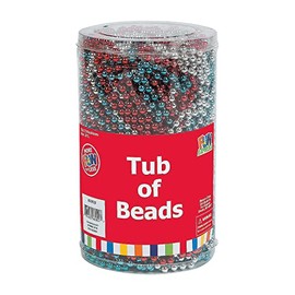 RED/SILVER/BLUE TUB OF BEADS (72PCS) - Jewelry - 72 Pieces