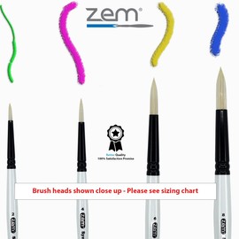 ZEM Brush White Hog Bristle Synthetic Rounds Artist Brush Set 4 pcs | Acrylic and Oil