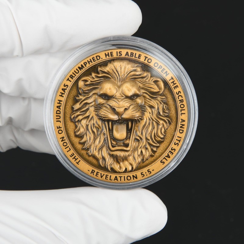 Lion of Judah Challenge Coin - 5-Pack Religious Coins with