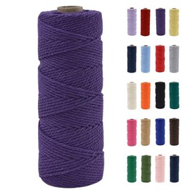 POPOYU 2mm Macrame Cord,100m Natural Cotton Macrame Rope,Dark Purple Macrame Cotton Cord Twine Rope Craft String Without Chemicals for DIY Crafts,Macrame Art,Gift Wrapping,Christmas Wedding Decor