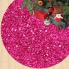 FOTSHARER 36 Inches Christmas Tree Skirt Hot Pink Glitter Sequins