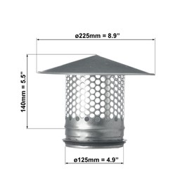 Ø 125mm 5" Inch Round Roof Vent Cap Galvanised Steel for All Weather Conditions Top Round Exhaust Cap with Rubber for Perfect Insulation Vent Cover