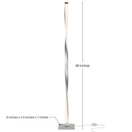 Brightech Helix LED Bright Floor Lamp for Living Rooms & Bedrooms, 48" Tall Pole Lamp, Dimmable Standing Lamp - Platinum Silver