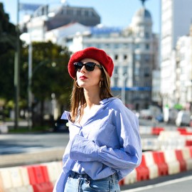 Yanmucy French Beret Vintage Beret Hats for Women Solid Color Classic French Beret Hats Winter Warm Cap for Women & Men (Red)