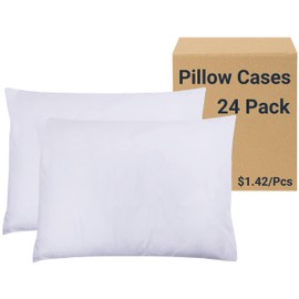 ZPECC White Pillow Cases Bulk 24 Pack - Standard Pillowcases with Envelope Closure, Soft Brushed Microfiber Pillow Cover for Hotel Airb&bs Hospital Bedding Essential