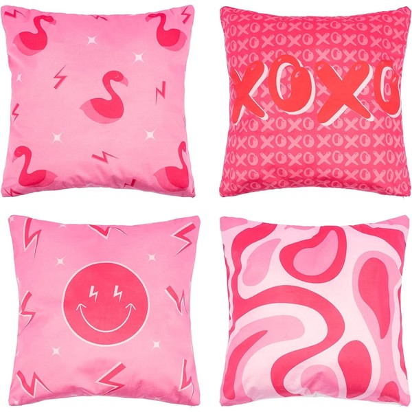 Purpis Preppy Throw Pillow Covers Hot Pink Throw Pillow Fun