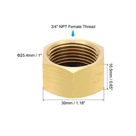 PATIKIL 3/4" NPT Female Brass Pipe Fitting Cap Set, 10Pcs Outer Hex Thread Socket Plug Ends Sealing Cap Stop Valve Connector with Rubber Gasket for Faucets Tap Irrigation System