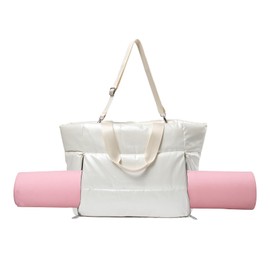 MOYYI Yoga Bag for Women Quilted Puffer Cloud Large Travel Tote Bag Shoulder Duffle Handbag Puffy Lattice Satchel Yoga Walk