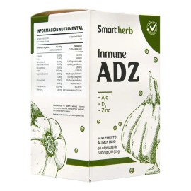 Inmune ADZ, Pack 2 Piezas (30 Cpsulas cu), Suplemento Alimenticio con Ajo, Vitamina D3 y Zinc para Fortalecer el Sistema Inmunolgico, SMART HERB      