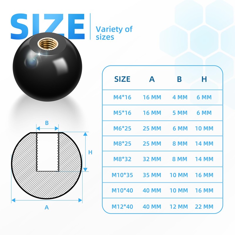 ITSOGOO Pack of 5 M10 x 40 mm Ball Knobs,