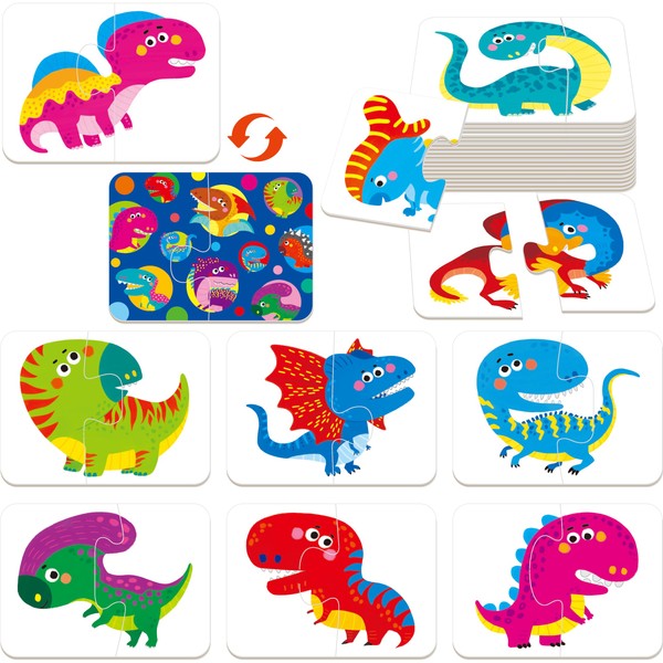 48 Dinosaur Puzzle with Error Correction, Self-Correcting Puzzle Matching Game,