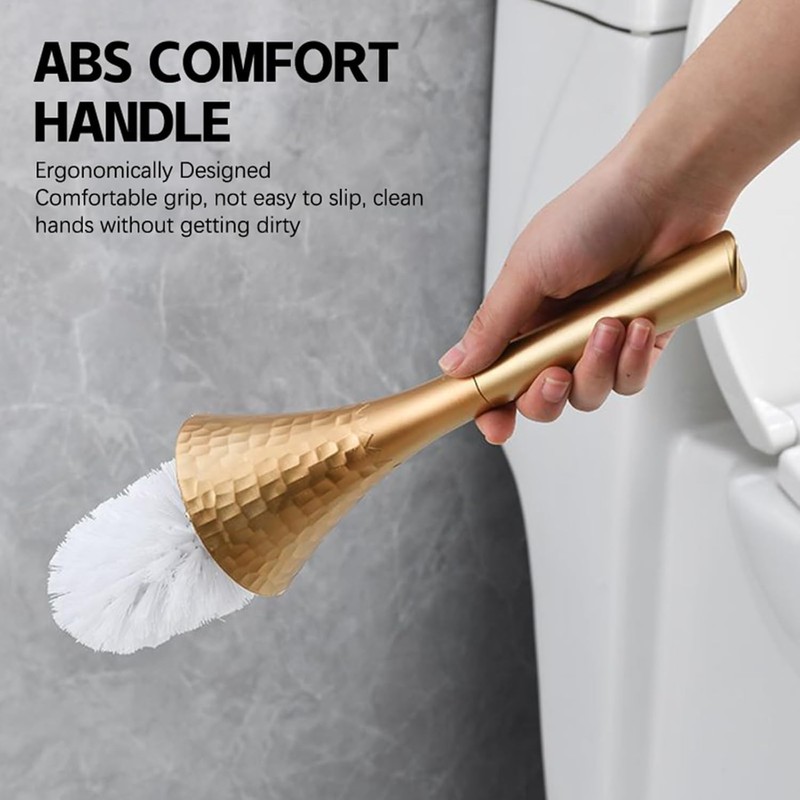 Kobizpanda Silver Toilet Brush and Holder Set, Brushed Nickel Modern