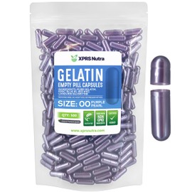 XPRS Nutra Size 00 Empty Capsules - 500 Count Empty Gelatin Capsules - Pills DIY Capsule Filling - Fillable Pill Gel Caps for DIY Supplements (Purple Pearl)