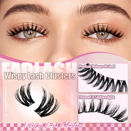 FADLASH Lash Clusters Natural Eyelash Clusters 168Pcs Individual Wispy Lash Clusters D Curl 10-18mm Fluffy Cluster Eyelash Extensions Soft Black Thin Band (L01, 10-18mm)
