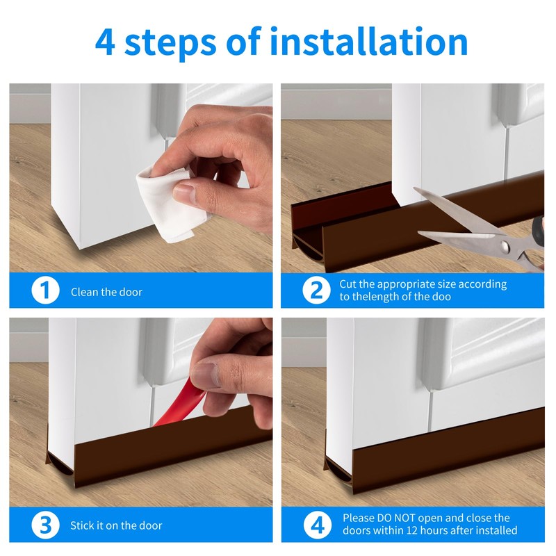 2 Pack Door Draft Stopper, 39” Length Cuttable Under Door