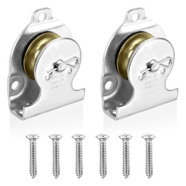 2pcs Single Pulley Galvanised Fixed Roller Block Ball Bearing Pulley Block Swivel Lifting Rope Pulley, for Traction Steel Wire Rope Nylon Rope Cable Crane Gym Exercise, Safe Load 190kg, with Screws