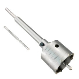 2-1/2" Concrete Hole Saw, 65mm Tungsten Steel Core Bit for Cinder Block, Brick, Rock, Plank Walls for Pipes or Mini Split Lines, with SDS Plus Shank and 2 Center Positioning Drill Bits.