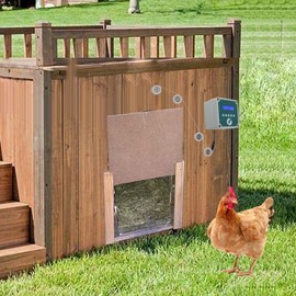 Automatic Chicken Coop Door Controller, IP44 Cage Opener Remote Control Poultry House Door Actuator Motor Kit with Timer Light Sensor for Chicken, Duck, Goose (US Plug)