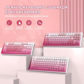 ZIYOU LANG KC03 Acrylic Clear Transparent Keyboard Cover(13.9*5*0.9’’) with Dustproof Waterproof Anti-hit Anti-cat Protective Case for 75% Layout 82Key 84Key 87Key Mechanical Gaming Keyboard(Pink)