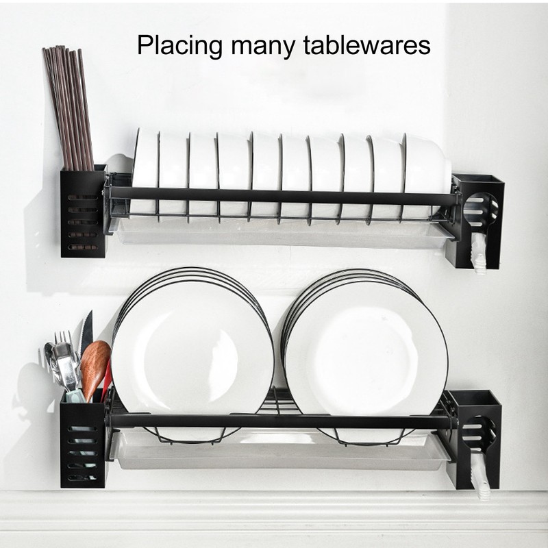 Kitchen Wall Mounted Tableware Holder Drain No Punching Drainage Flatware