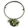 Avalaya Green Shades Shell Flower Flex Wire Choker Necklace -