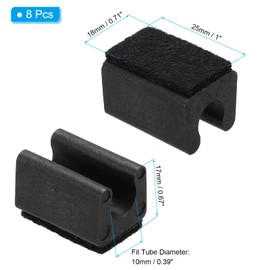 PATIKIL 8pcs Rectangle Chair Leg Cover with Felt Pad, 10mm Slide Smoothly No Scratches No Noise Furniture Feet Hardwood Protectors Tips Floor Glides Tubing Caps for Office,Black Black