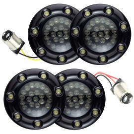 Eagle Lights 2" Harley LED Front Rear 1157 Turn Signals Black Trim Ring Resistor