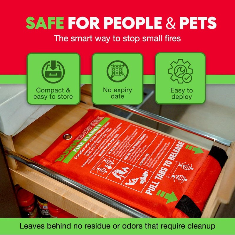 BURNBUSTER Emergency Fire Blanket - ASTM Certified Fire Suppression Blanket