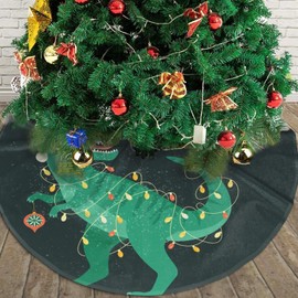 Christmas Tree Skirt, 30 Inch Mini Reusable Christmas Dinosaur Santa Hat Farmhouse Small Christmas Tree Mat for Decorations Holiday Party