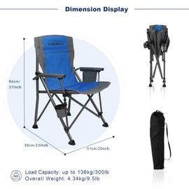 Superrella Portable Outdoor Folding Camping Chair Heavy Duty Camp Chair with Storage Bag for Outside Activities, Blue Grey